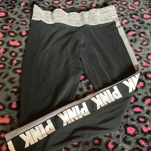 PINK Women's Black and Gray Leggings